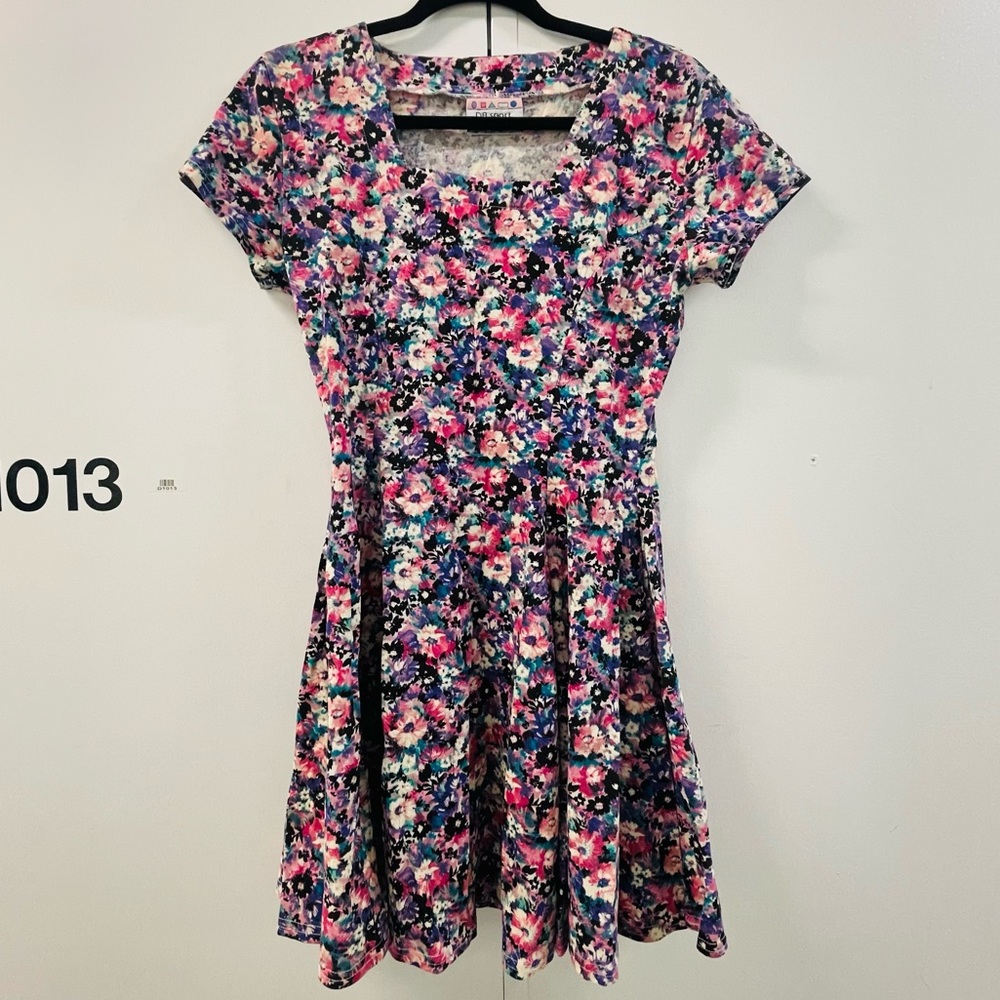 vintage 90s purple floral skater dress